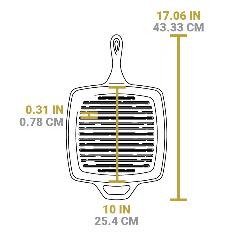 10.5 Inch Square Cast Iron Grill Pan - Image 9